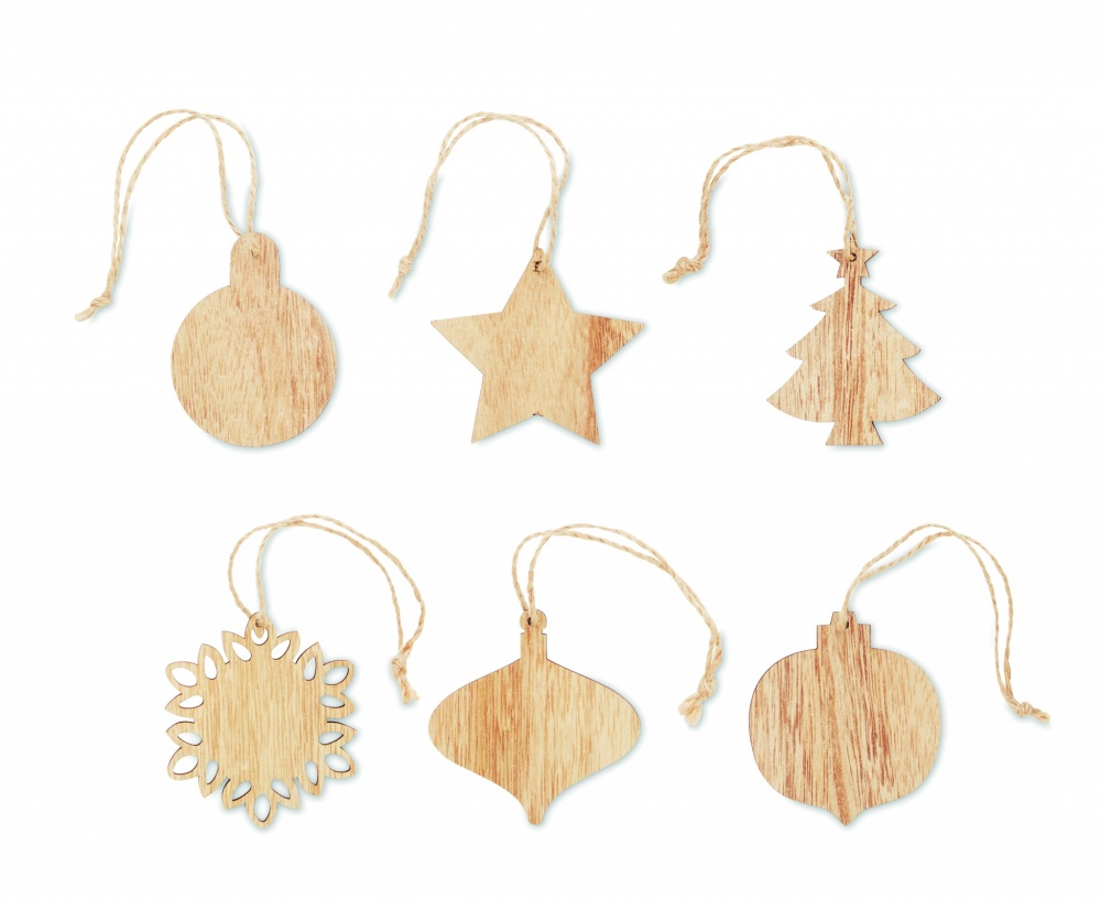 Logo trade business gifts image of: Set of wooden Xmas ornaments