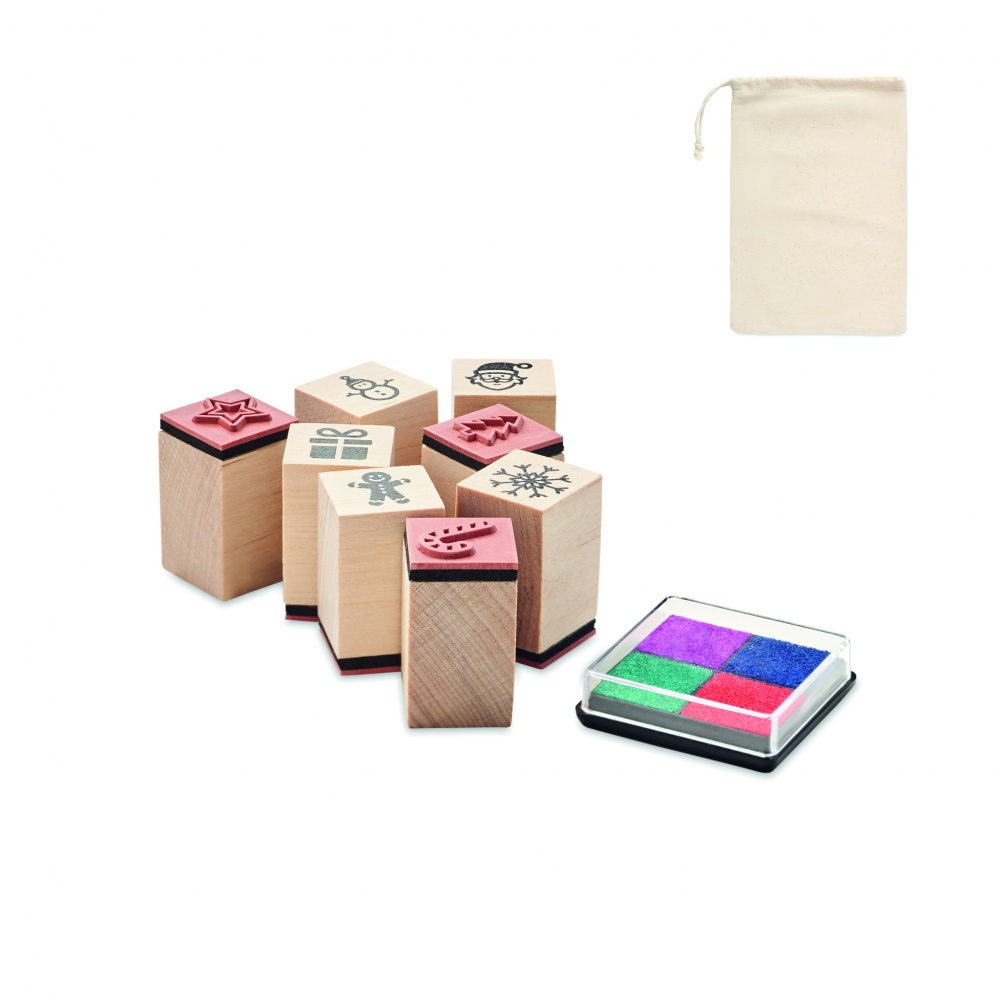 Logo trade business gifts image of: 8 wooden Christmas stamps set