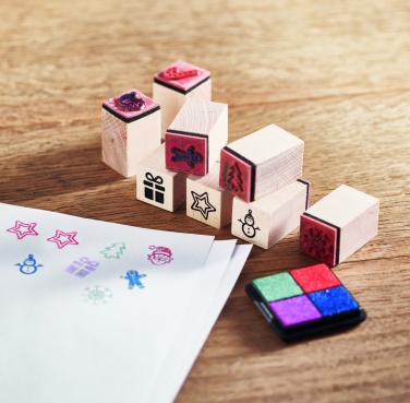 Logo trade business gift photo of: 8 wooden Christmas stamps set
