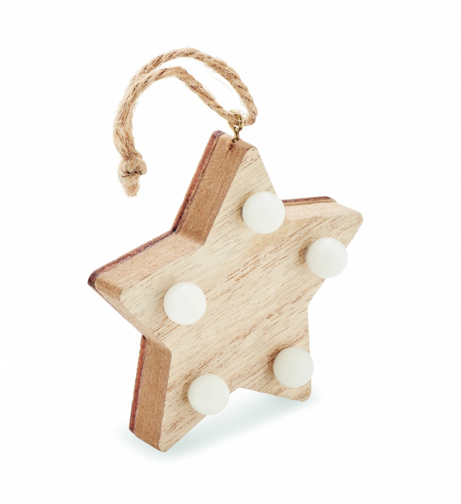 Logo trade promotional gift photo of: Wooden weed star with lights