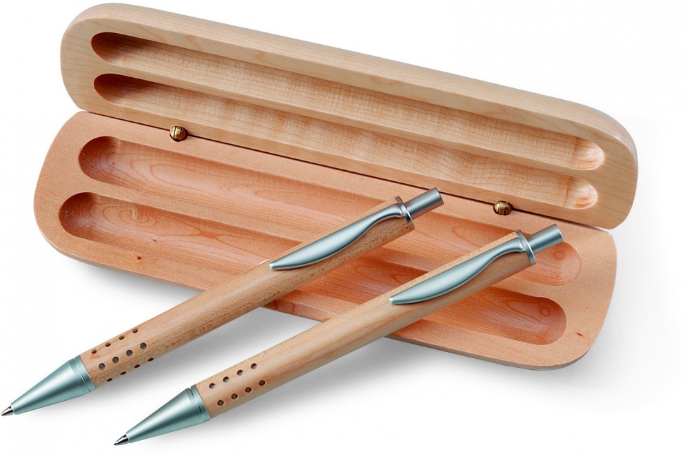 Logotrade promotional item image of: Pen gift set in wooden box