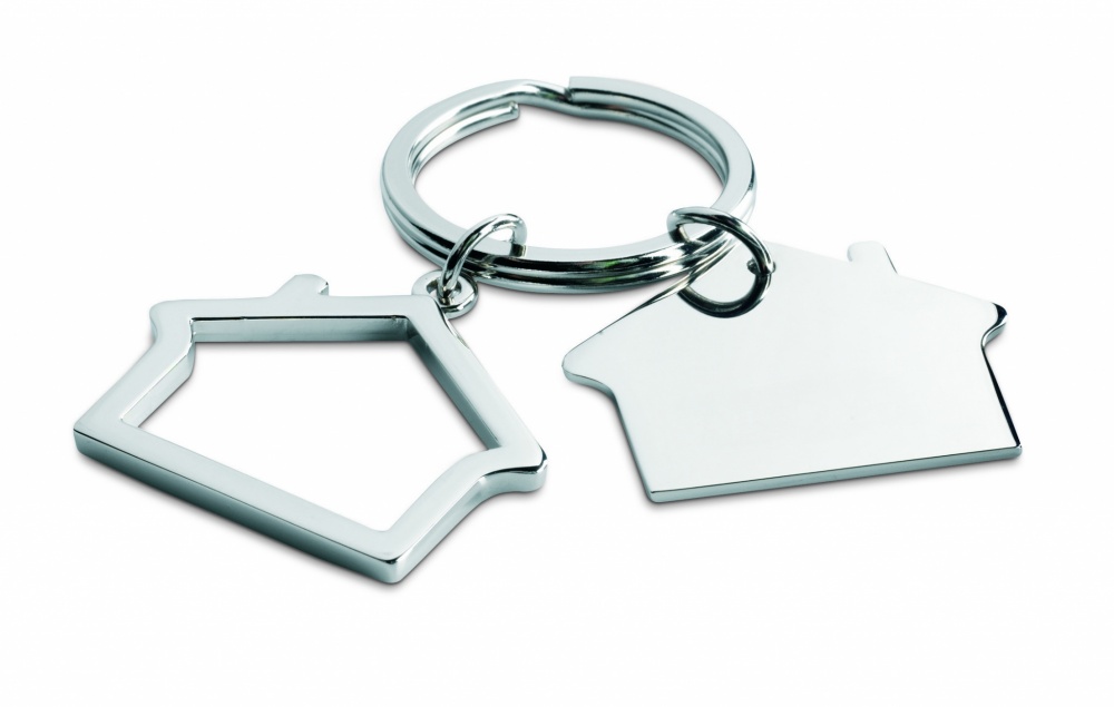 Logotrade advertising product picture of: Metal key ring house shape Jyvaskyla