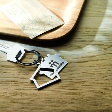 Logotrade promotional product picture of: Metal key ring house shape Jyvaskyla
