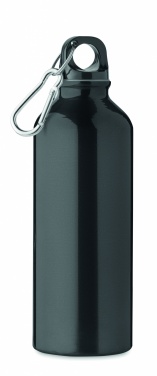 Logo trade promotional items image of: 500 ml single-walled water bottle made of recycled aluminum with a carabiner