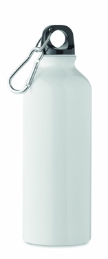 Logotrade promotional gift image of: 500 ml single-walled water bottle made of recycled aluminum with a carabiner