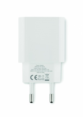 Logotrade corporate gift image of: 20W 2 port USB charger EU plug