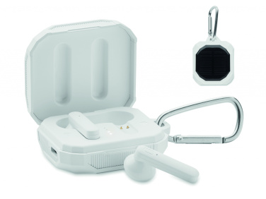 Logo trade corporate gifts image of: TWS earbuds with solar charger