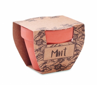 Logo trade promotional giveaways image of: Terracotta pot mint seeds