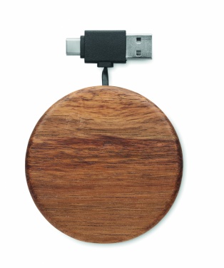 Logo trade promotional merchandise image of: Wireless charger in acacia 15W