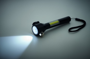 Logotrade promotional gift picture of: 3-in-1 aluminum flashlight with an emergency hammer and seatbelt cutter, customizable with printing