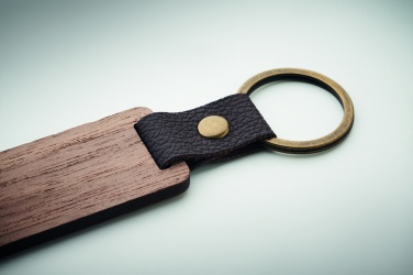 Logo trade advertising products picture of: Key ring in walnut and PU Kokkola
