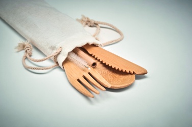 Logo trade corporate gift photo of: Bamboo cutlery with straw