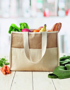 Logotrade promotional giveaway image of: Jute and canvas cooler bag
