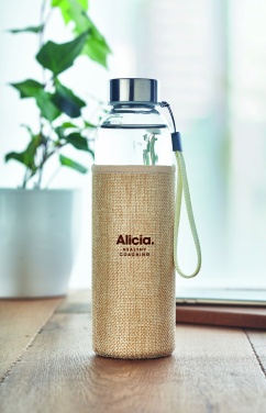 Logo trade promotional merchandise picture of: Glass bottle in pouch 500ml
