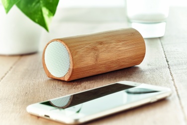 Logo trade promotional giveaway photo of: Wireless bamboo speaker 2x5W