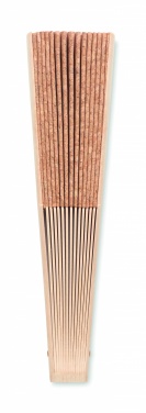 Logo trade promotional giveaway photo of: Wood hand fan with cork fabric