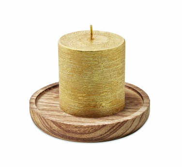 Logo trade promotional product photo of: Candle on round wooden base