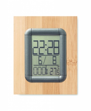 Logotrade promotional merchandise picture of: Bamboo pen holder and LCD clock