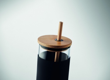 Logo trade promotional gifts image of: Glass tumbler 450ml bamboo lid