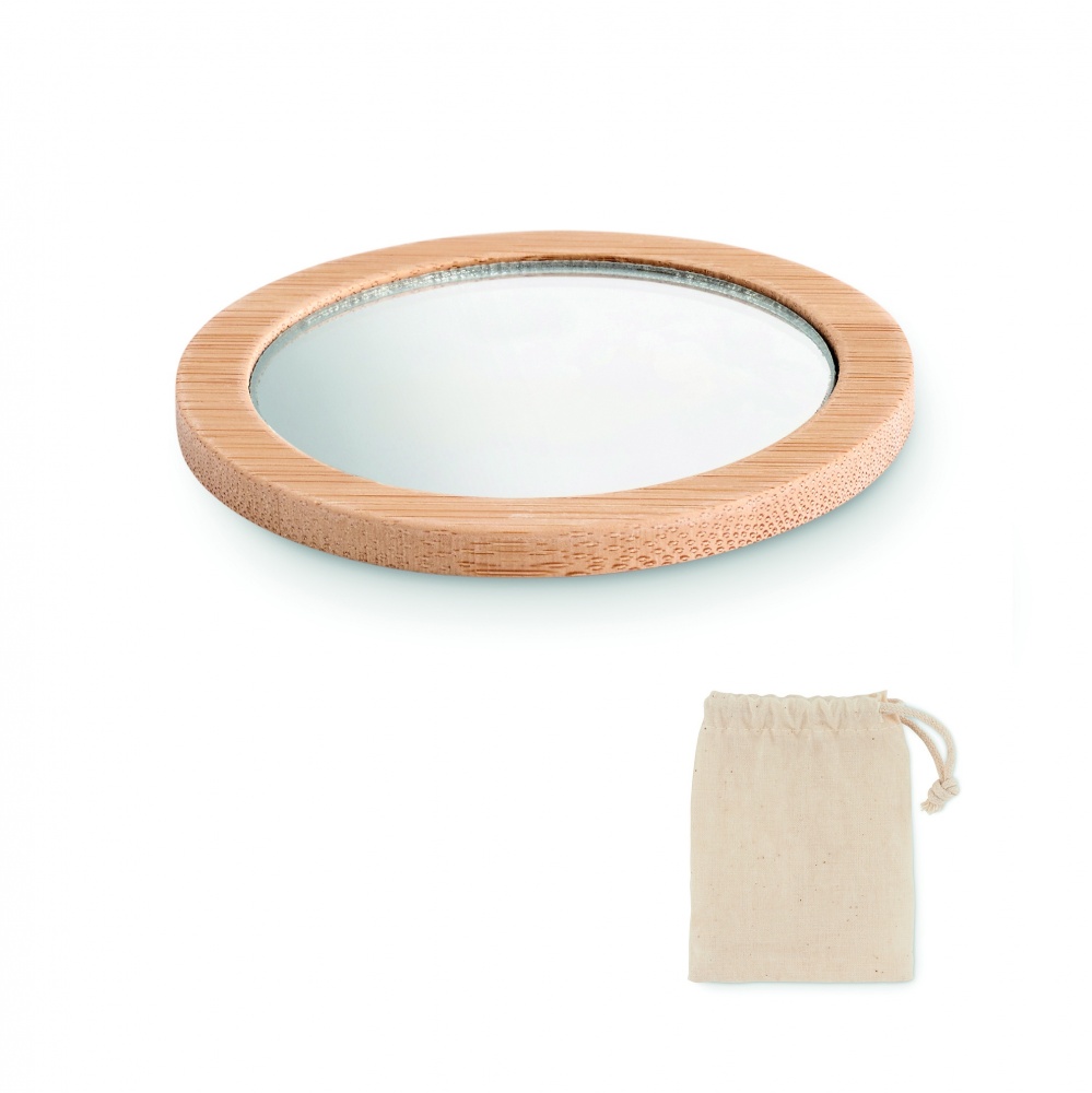 Logo trade business gift photo of: Bamboo make-up mirror