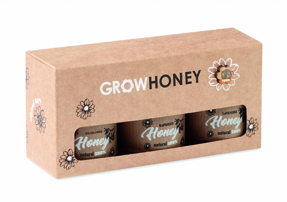 Logo trade promotional merchandise image of: Set of 3 wildflower honey