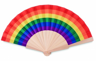 Logo trade business gifts image of: Rainbow wooden hand fan