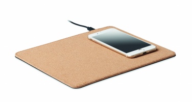 Logo trade business gifts image of: Cork mouse mat charger 15W
