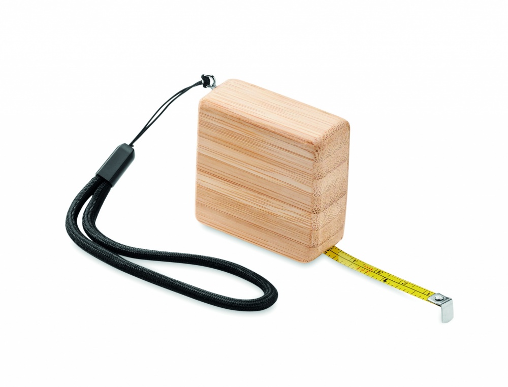 Logo trade promotional gift photo of: Measuring tape in bamboo 1m