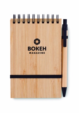 Logo trade advertising product photo of: A6 bamboo notepad with pen SONORABAM