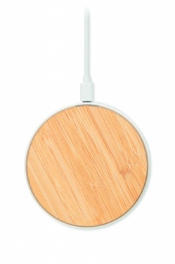Logo trade business gifts image of: Bamboo wireless charger 10W