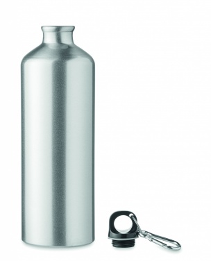 Logo trade advertising products picture of: 1000 ml single-walled aluminum water bottle with a carabiner