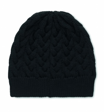 Logotrade promotional product picture of: Cable knit beanie in RPET
