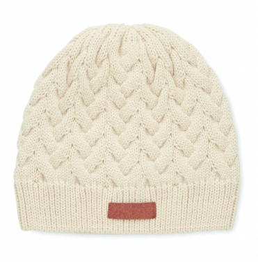 Logo trade promotional items image of: Cable knit beanie in RPET