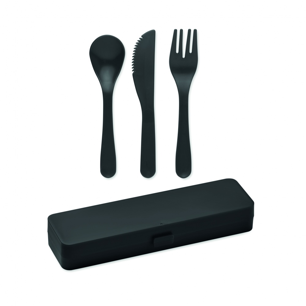 Logo trade promotional products image of: Cutlery set recycled PP