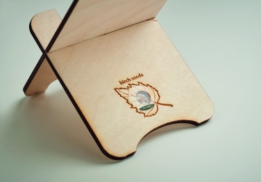 Logo trade promotional product photo of: Birch Wood phone stand