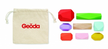 Logo trade promotional items picture of: 8 stacking wood rocks in pouch