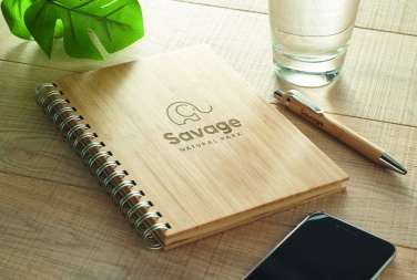 Logo trade advertising product photo of: A5 ring bound Bamboo notebook