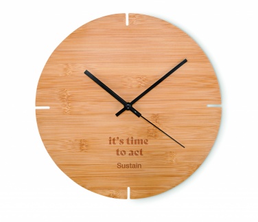 Logo trade promotional merchandise photo of: Round shape bamboo wall clock