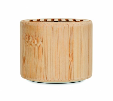 Logo trade promotional merchandise picture of: Round bamboo wireless speaker