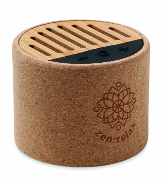 Logo trade promotional merchandise image of: Round cork wireless speaker