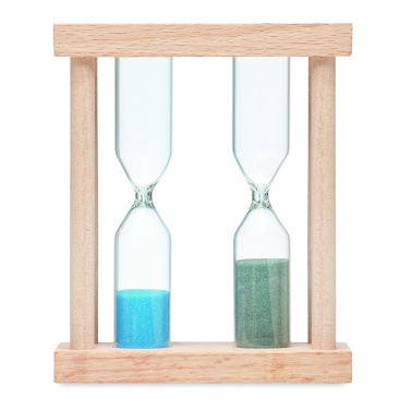 Logo trade promotional gifts picture of: Set of 2 wooden sand timers