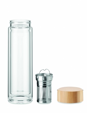 Logo trade promotional merchandise image of: Double wall glass bottle 400ml Berlin