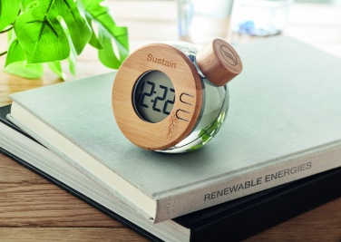 Logo trade promotional gifts image of: Water powered bamboo LCD clock