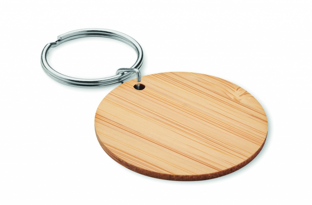 Logo trade promotional merchandise image of: Round bamboo key ring Pieksämäki