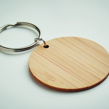 Logo trade promotional giveaways image of: Round bamboo key ring Pieksämäki