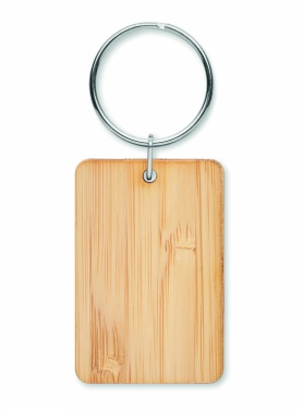 Logo trade promotional merchandise image of: Rectangular bamboo key ring Riihimäki