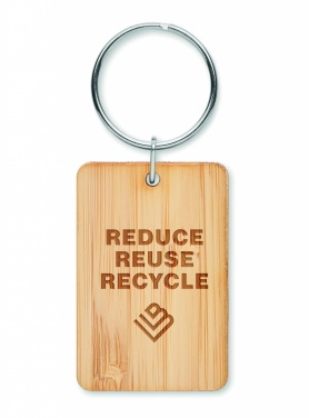 Logotrade promotional items photo of: Rectangular bamboo key ring Riihimäki