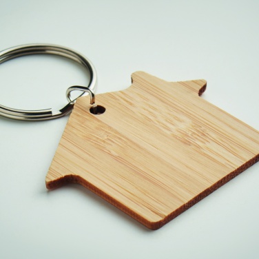 Logotrade promotional gift image of: House shaped bamboo key ring Järvenpää