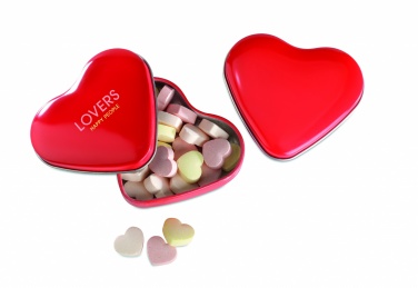 Logotrade promotional giveaway image of: Heart tin box with candies
