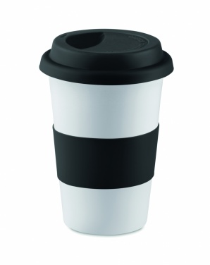 Logo trade advertising products image of: Ceramic mug w/ lid and sleeve